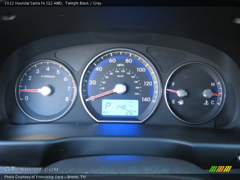 Twilight Black / Gray 2012 Hyundai Santa Fe GLS AWD