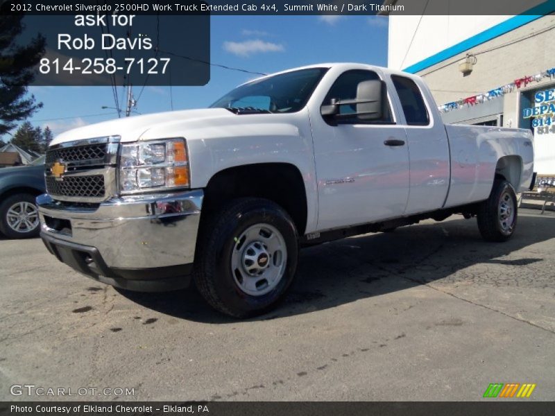Summit White / Dark Titanium 2012 Chevrolet Silverado 2500HD Work Truck Extended Cab 4x4