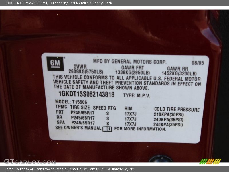 Cranberry Red Metallic / Ebony Black 2006 GMC Envoy SLE 4x4