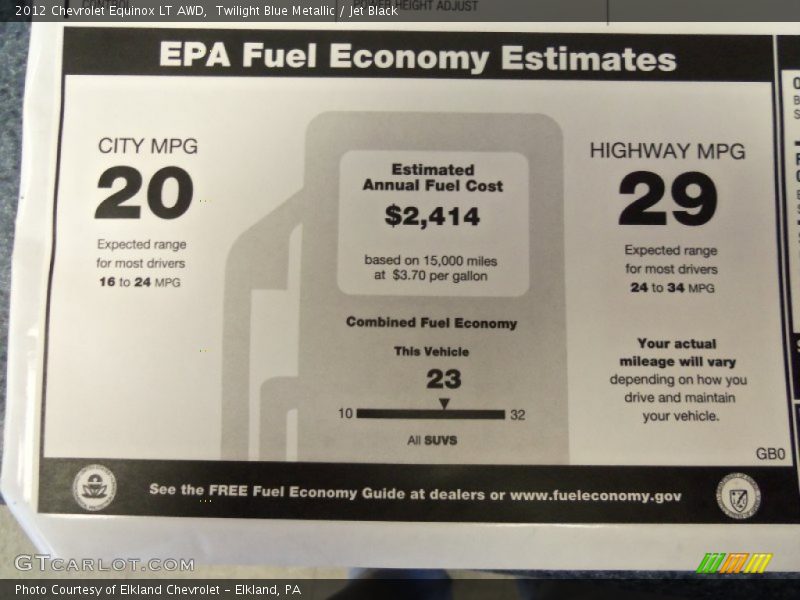 Twilight Blue Metallic / Jet Black 2012 Chevrolet Equinox LT AWD
