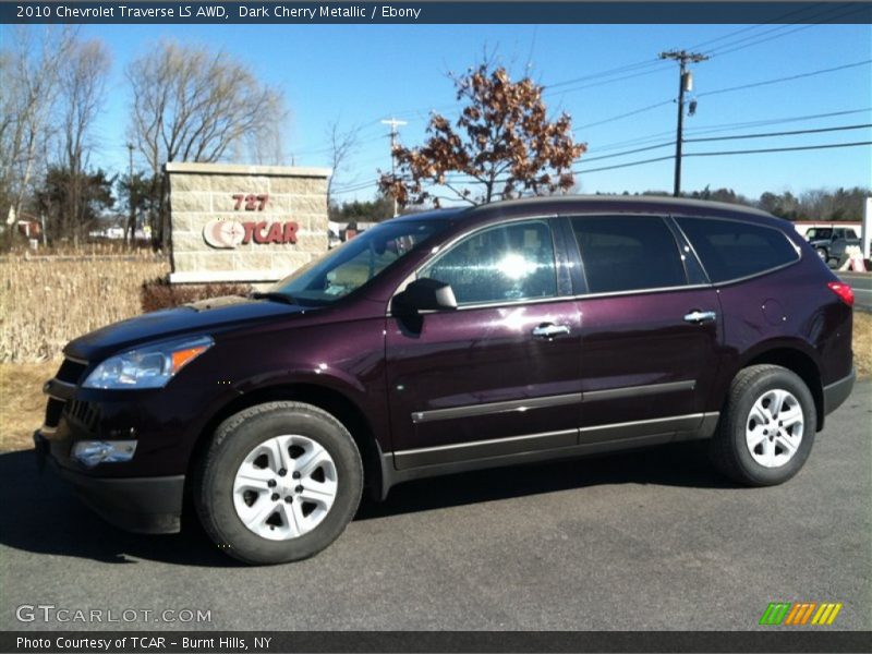 Dark Cherry Metallic / Ebony 2010 Chevrolet Traverse LS AWD