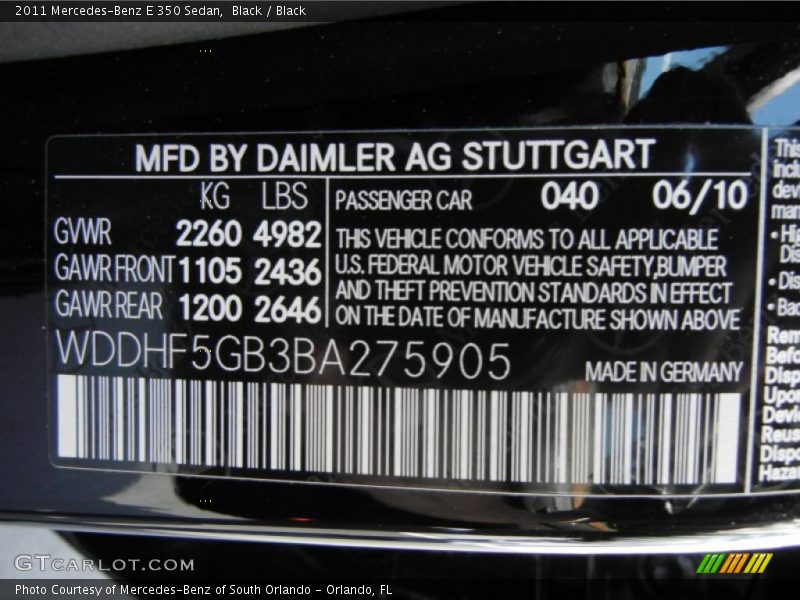 Black / Black 2011 Mercedes-Benz E 350 Sedan