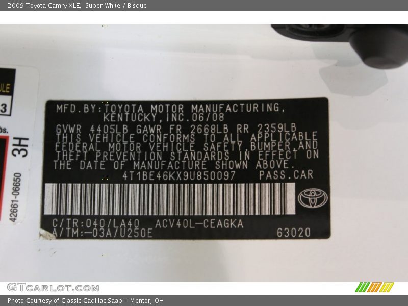 Super White / Bisque 2009 Toyota Camry XLE