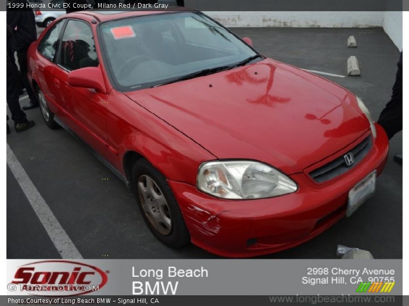 Milano Red / Dark Gray 1999 Honda Civic EX Coupe