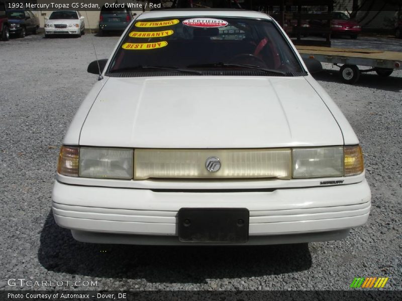 Oxford White / Red 1992 Mercury Topaz GS Sedan