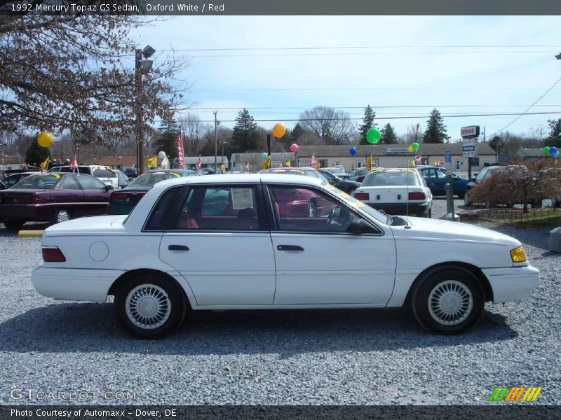 Oxford White / Red 1992 Mercury Topaz GS Sedan