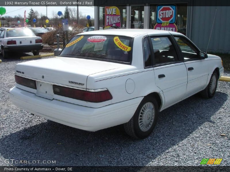 Oxford White / Red 1992 Mercury Topaz GS Sedan