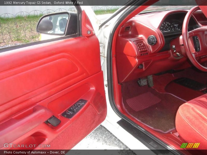 Oxford White / Red 1992 Mercury Topaz GS Sedan