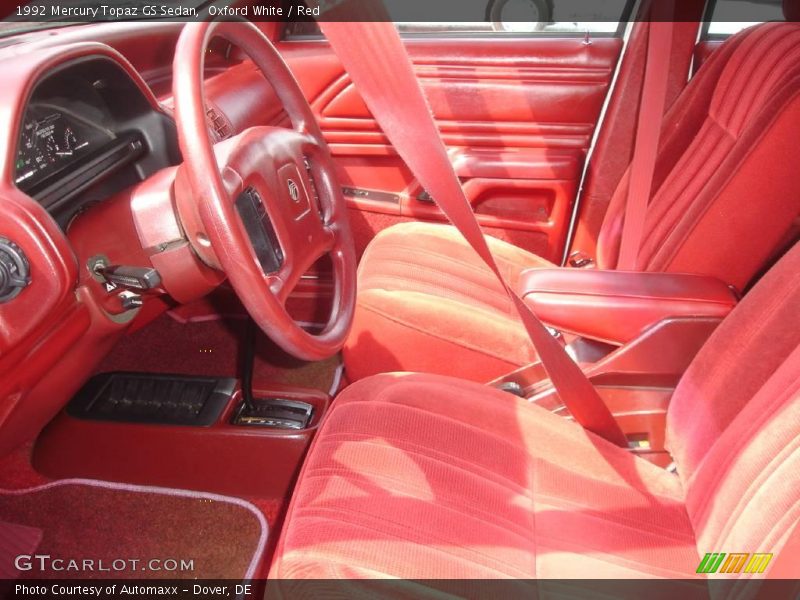 Oxford White / Red 1992 Mercury Topaz GS Sedan