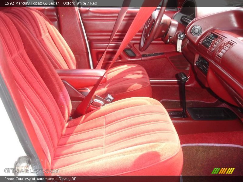 Oxford White / Red 1992 Mercury Topaz GS Sedan