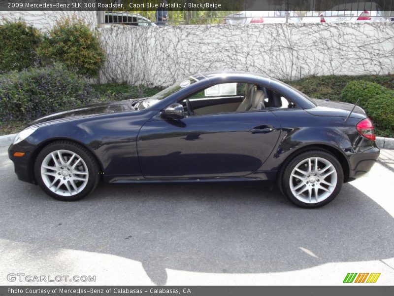 Capri Blue Metallic / Black/Beige 2009 Mercedes-Benz SLK 300 Roadster