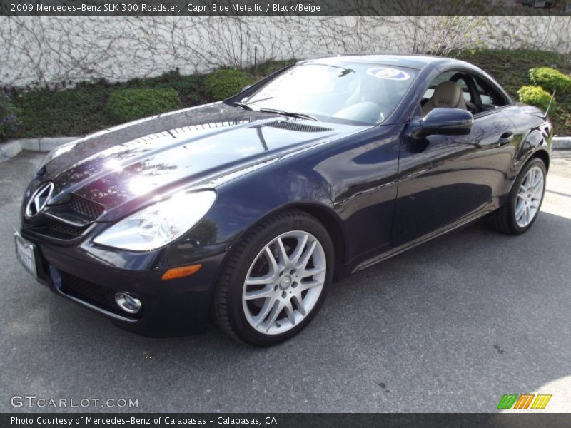 Capri Blue Metallic / Black/Beige 2009 Mercedes-Benz SLK 300 Roadster