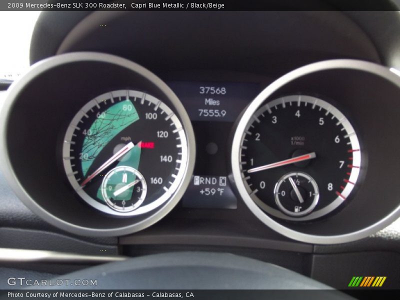 Capri Blue Metallic / Black/Beige 2009 Mercedes-Benz SLK 300 Roadster