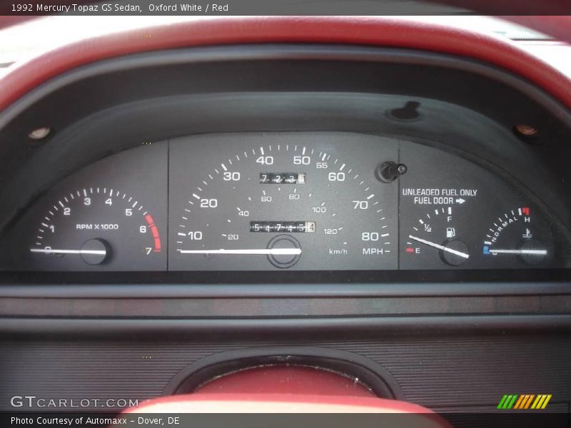 Oxford White / Red 1992 Mercury Topaz GS Sedan