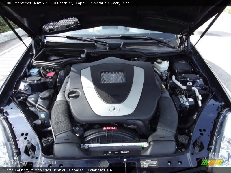 Capri Blue Metallic / Black/Beige 2009 Mercedes-Benz SLK 300 Roadster