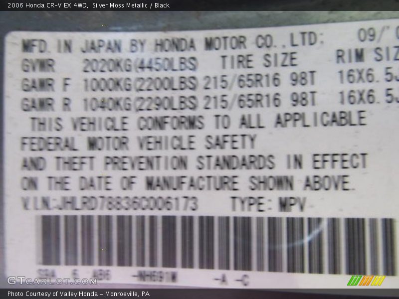 Silver Moss Metallic / Black 2006 Honda CR-V EX 4WD