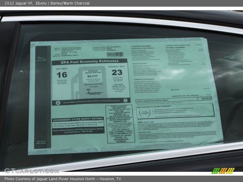  2012 XF  Window Sticker