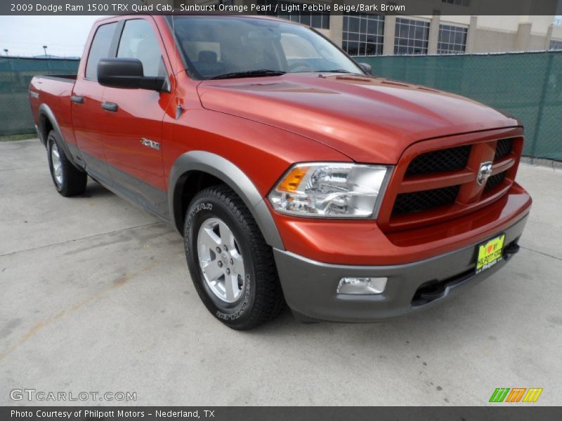 Sunburst Orange Pearl / Light Pebble Beige/Bark Brown 2009 Dodge Ram 1500 TRX Quad Cab