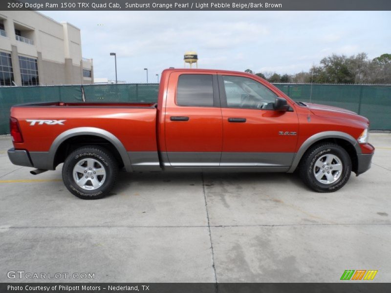 Sunburst Orange Pearl / Light Pebble Beige/Bark Brown 2009 Dodge Ram 1500 TRX Quad Cab