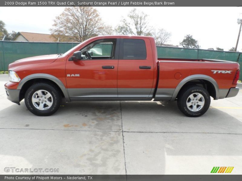 Sunburst Orange Pearl / Light Pebble Beige/Bark Brown 2009 Dodge Ram 1500 TRX Quad Cab