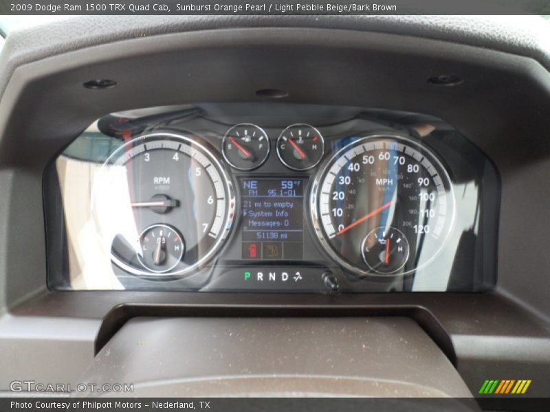 Sunburst Orange Pearl / Light Pebble Beige/Bark Brown 2009 Dodge Ram 1500 TRX Quad Cab