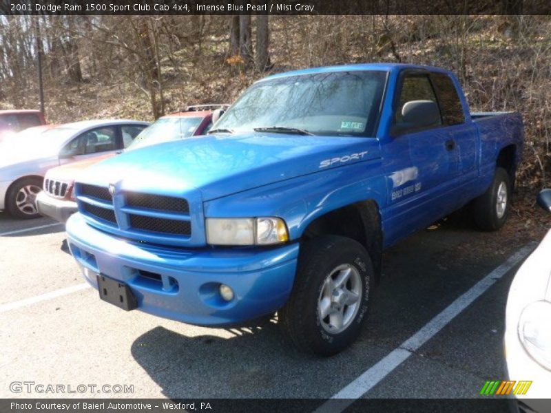 Intense Blue Pearl / Mist Gray 2001 Dodge Ram 1500 Sport Club Cab 4x4