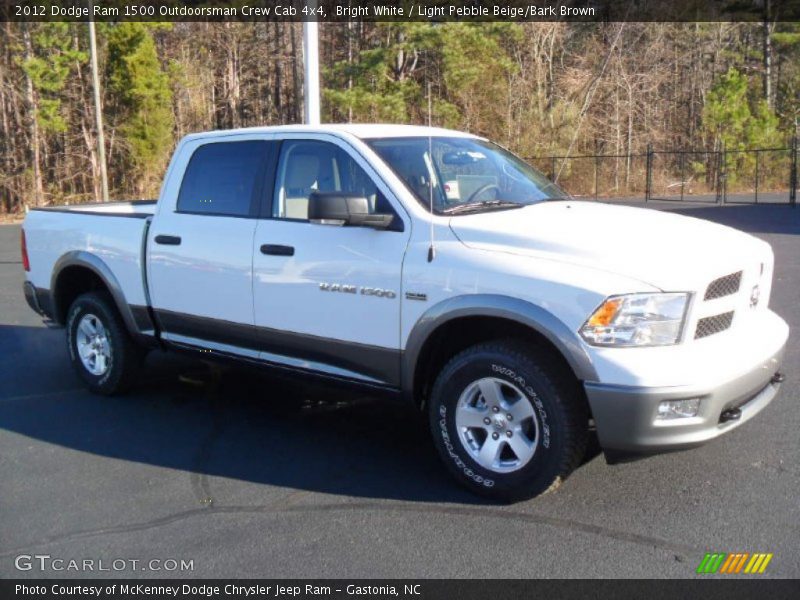 Bright White / Light Pebble Beige/Bark Brown 2012 Dodge Ram 1500 Outdoorsman Crew Cab 4x4