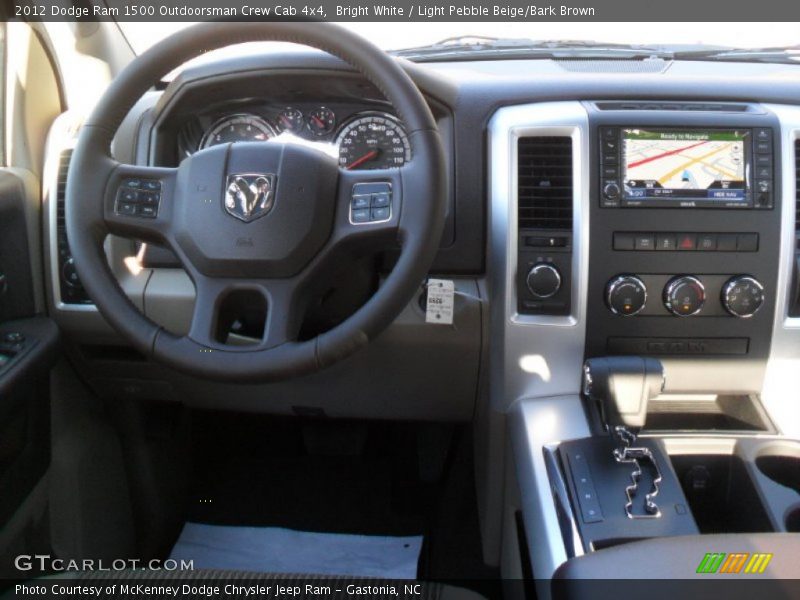 Bright White / Light Pebble Beige/Bark Brown 2012 Dodge Ram 1500 Outdoorsman Crew Cab 4x4