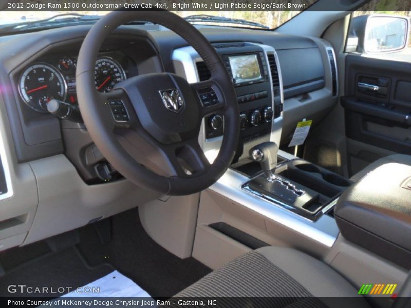 Bright White / Light Pebble Beige/Bark Brown 2012 Dodge Ram 1500 Outdoorsman Crew Cab 4x4