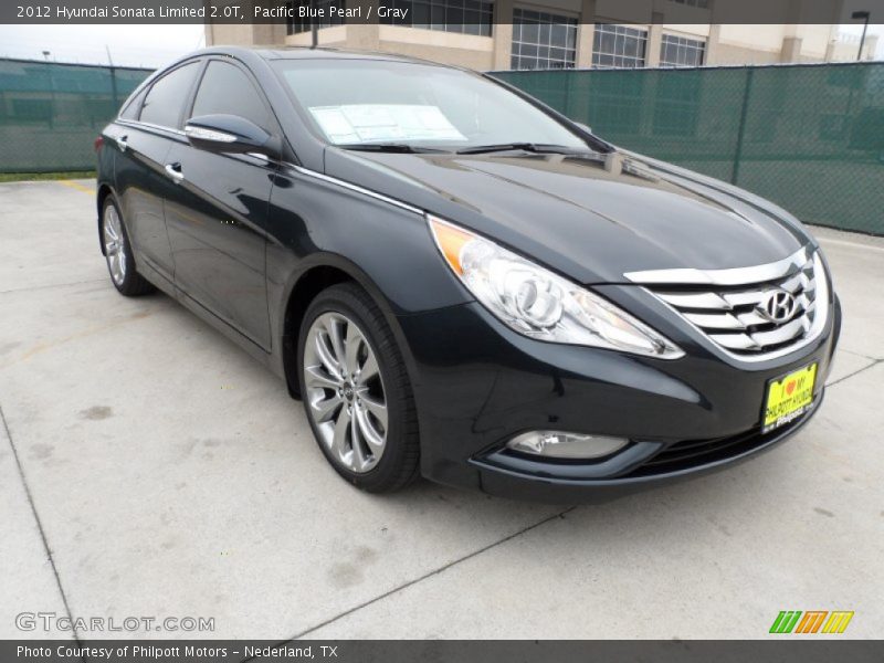 Pacific Blue Pearl / Gray 2012 Hyundai Sonata Limited 2.0T