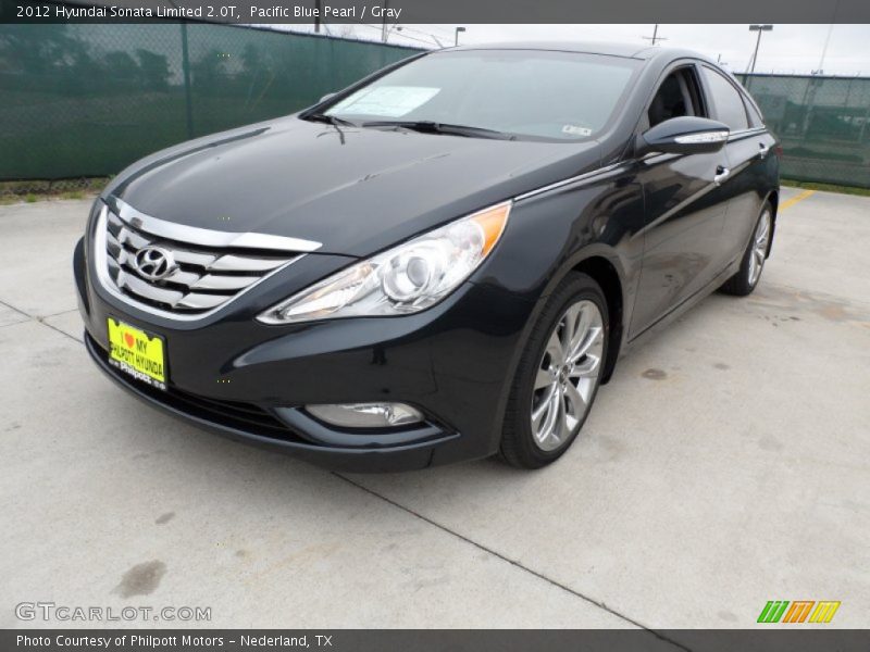 Pacific Blue Pearl / Gray 2012 Hyundai Sonata Limited 2.0T