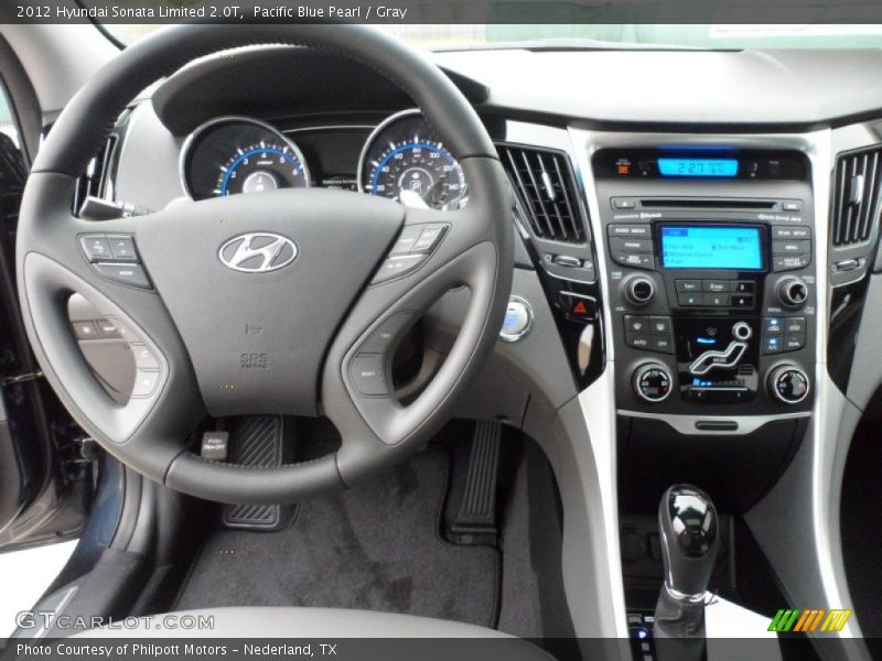 Pacific Blue Pearl / Gray 2012 Hyundai Sonata Limited 2.0T