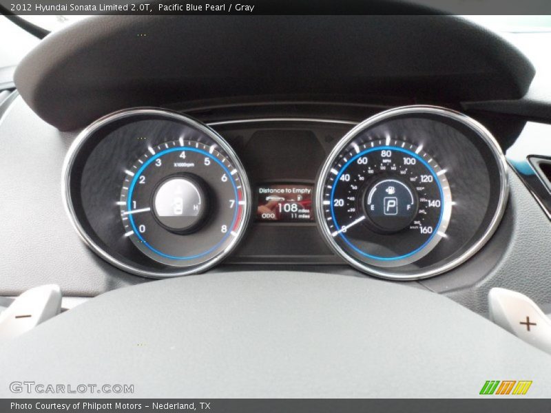 Pacific Blue Pearl / Gray 2012 Hyundai Sonata Limited 2.0T