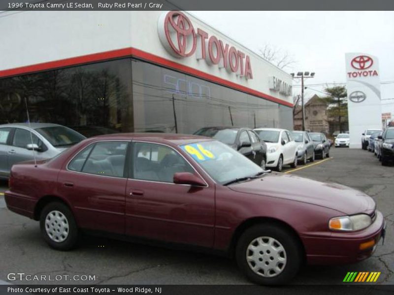 Ruby Red Pearl / Gray 1996 Toyota Camry LE Sedan