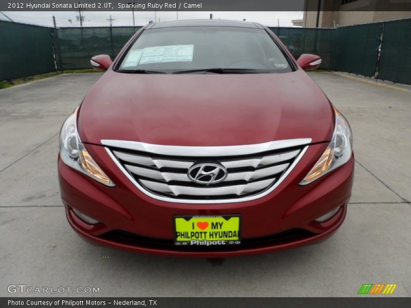 Sparkling Ruby Red / Camel 2012 Hyundai Sonata Limited 2.0T