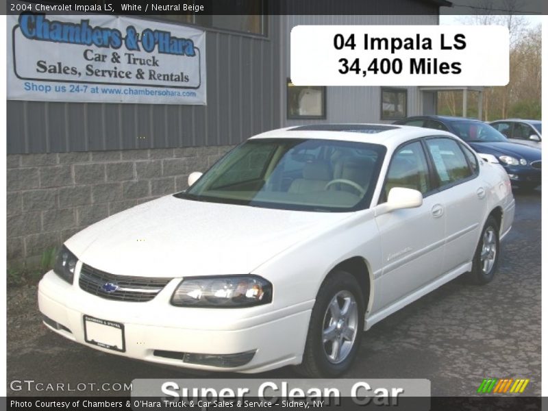 White / Neutral Beige 2004 Chevrolet Impala LS