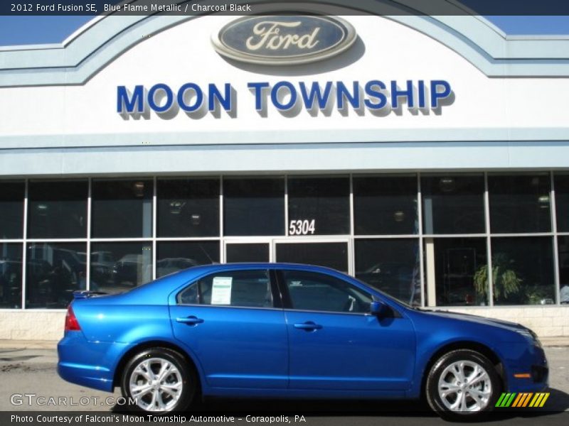 Blue Flame Metallic / Charcoal Black 2012 Ford Fusion SE