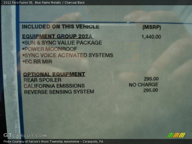 Blue Flame Metallic / Charcoal Black 2012 Ford Fusion SE