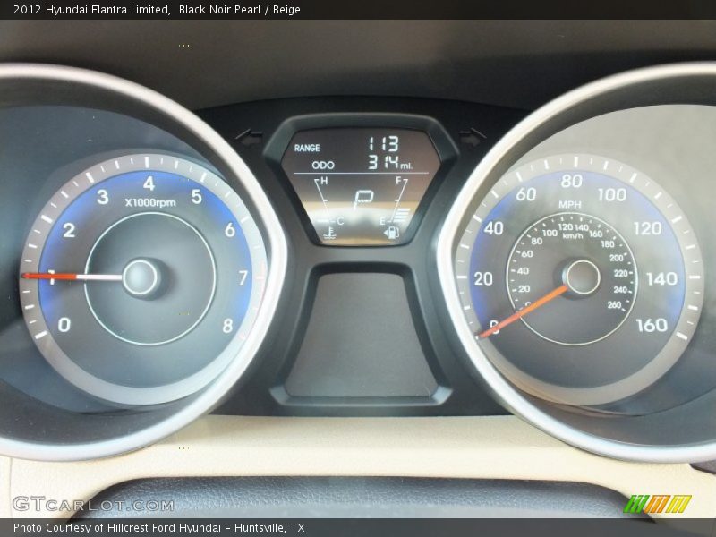 Black Noir Pearl / Beige 2012 Hyundai Elantra Limited