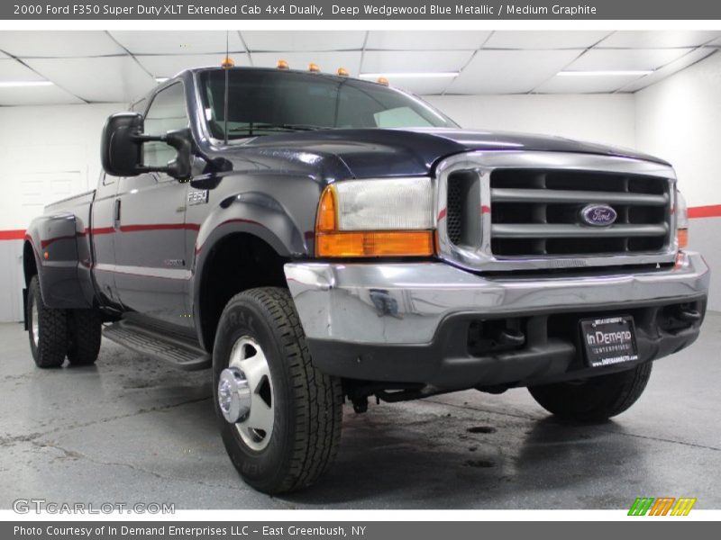 Deep Wedgewood Blue Metallic / Medium Graphite 2000 Ford F350 Super Duty XLT Extended Cab 4x4 Dually