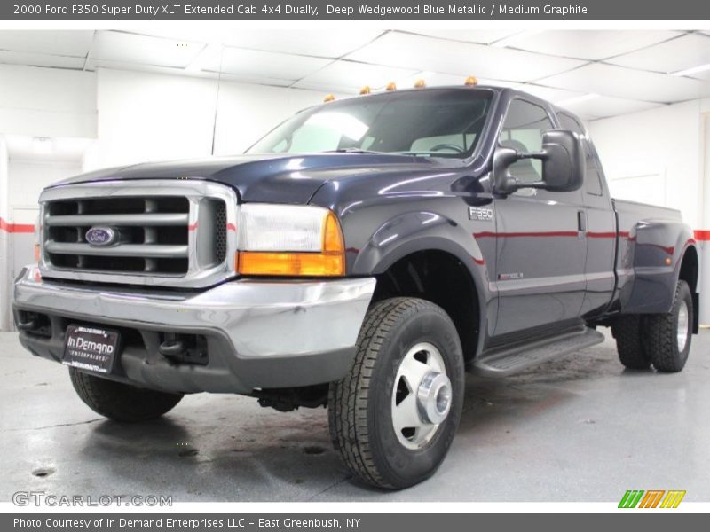 Deep Wedgewood Blue Metallic / Medium Graphite 2000 Ford F350 Super Duty XLT Extended Cab 4x4 Dually