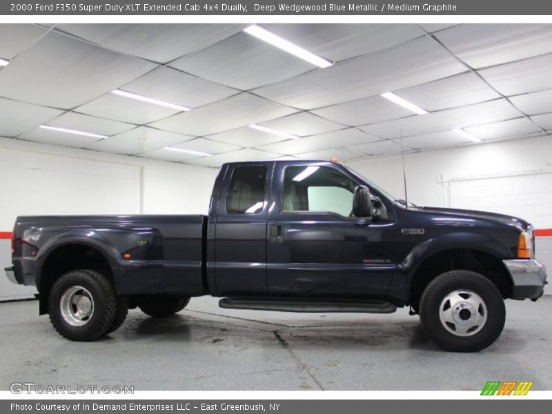 Deep Wedgewood Blue Metallic / Medium Graphite 2000 Ford F350 Super Duty XLT Extended Cab 4x4 Dually