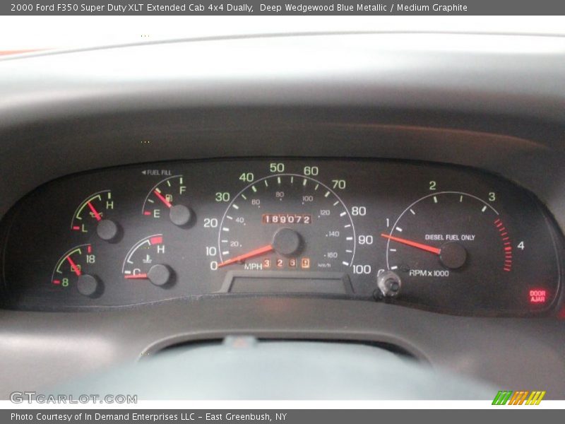 Deep Wedgewood Blue Metallic / Medium Graphite 2000 Ford F350 Super Duty XLT Extended Cab 4x4 Dually