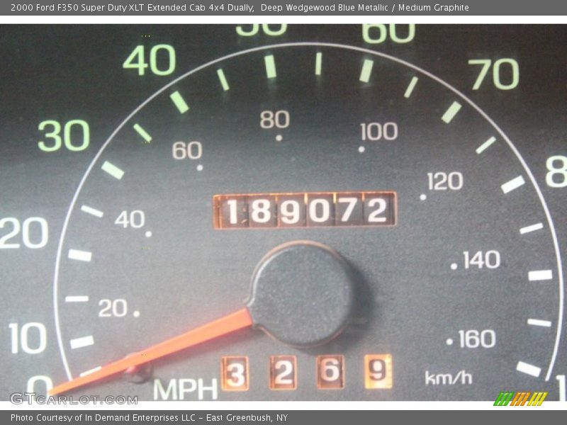 Deep Wedgewood Blue Metallic / Medium Graphite 2000 Ford F350 Super Duty XLT Extended Cab 4x4 Dually