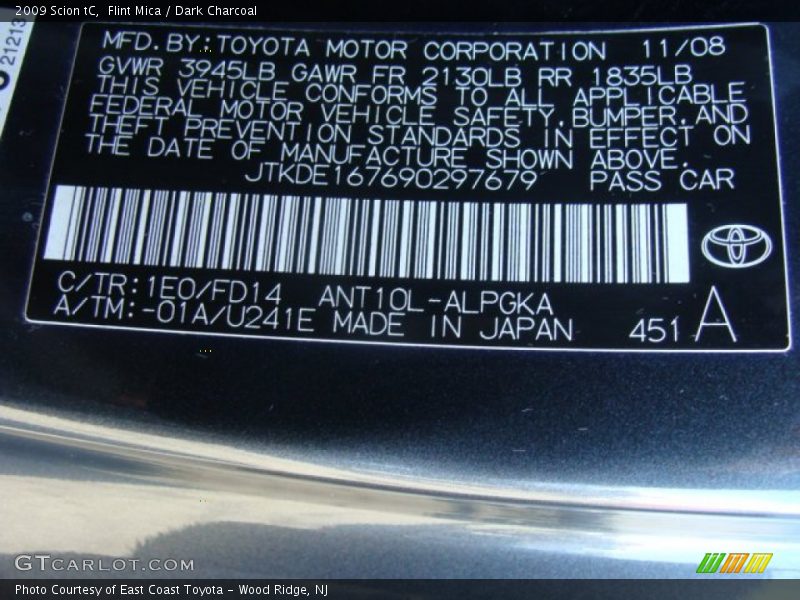 2009 tC  Flint Mica Color Code 1E0