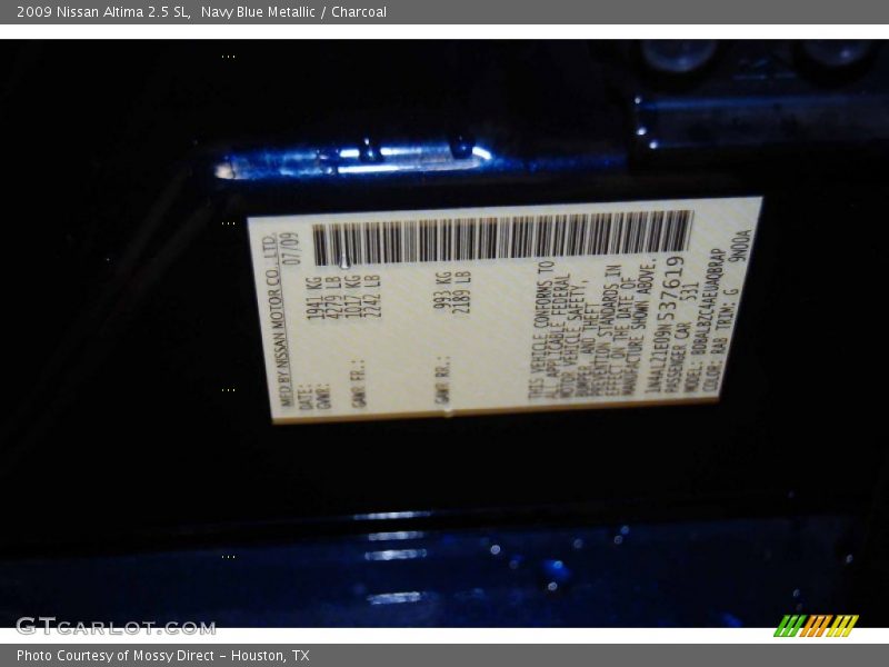 Navy Blue Metallic / Charcoal 2009 Nissan Altima 2.5 SL