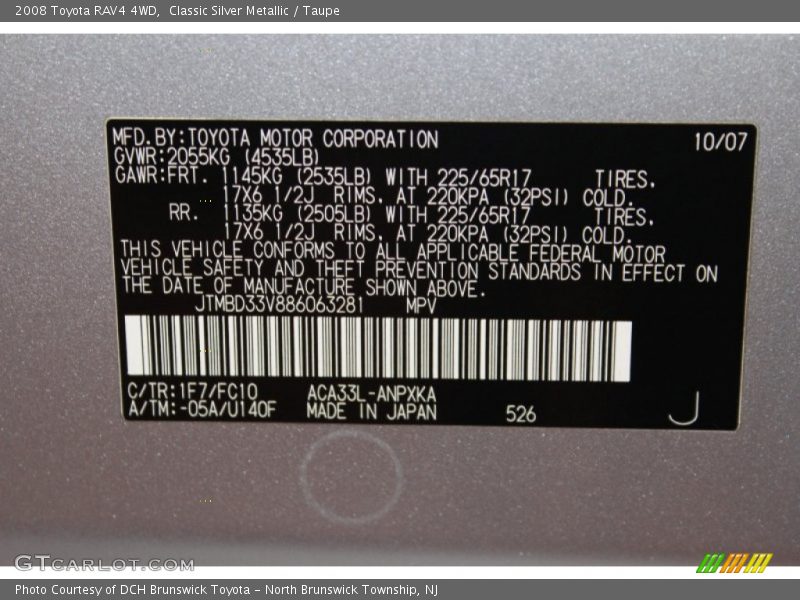 Classic Silver Metallic / Taupe 2008 Toyota RAV4 4WD