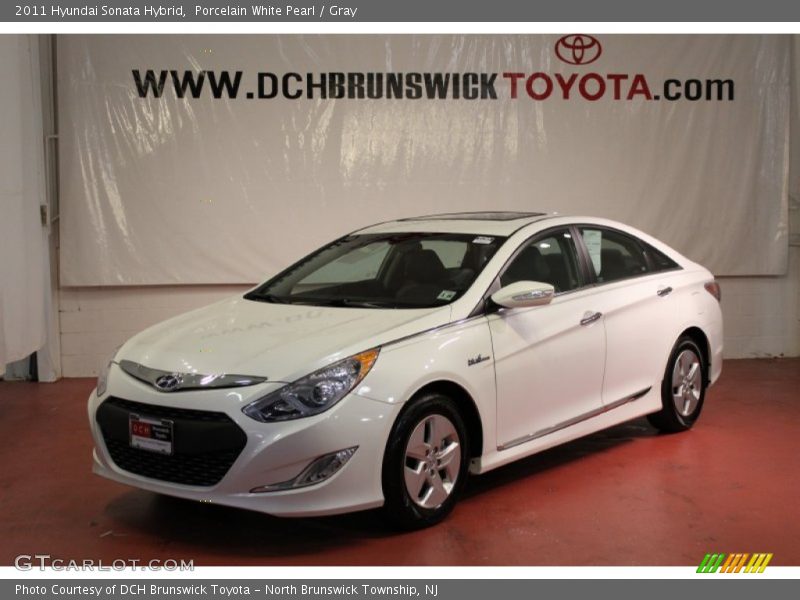 Porcelain White Pearl / Gray 2011 Hyundai Sonata Hybrid