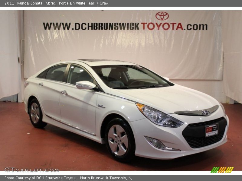 Porcelain White Pearl / Gray 2011 Hyundai Sonata Hybrid