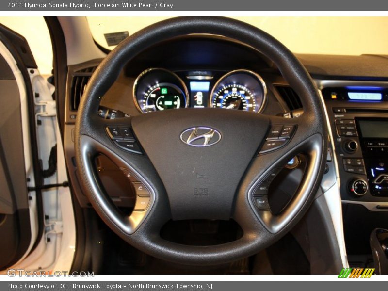 Porcelain White Pearl / Gray 2011 Hyundai Sonata Hybrid